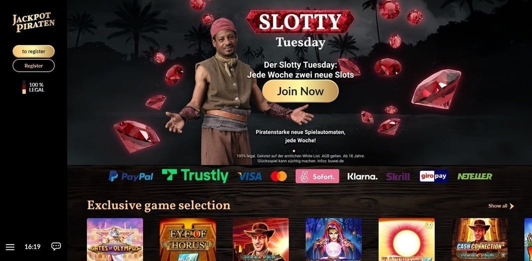 JackpotPiraten casino review with payment methods and game overview